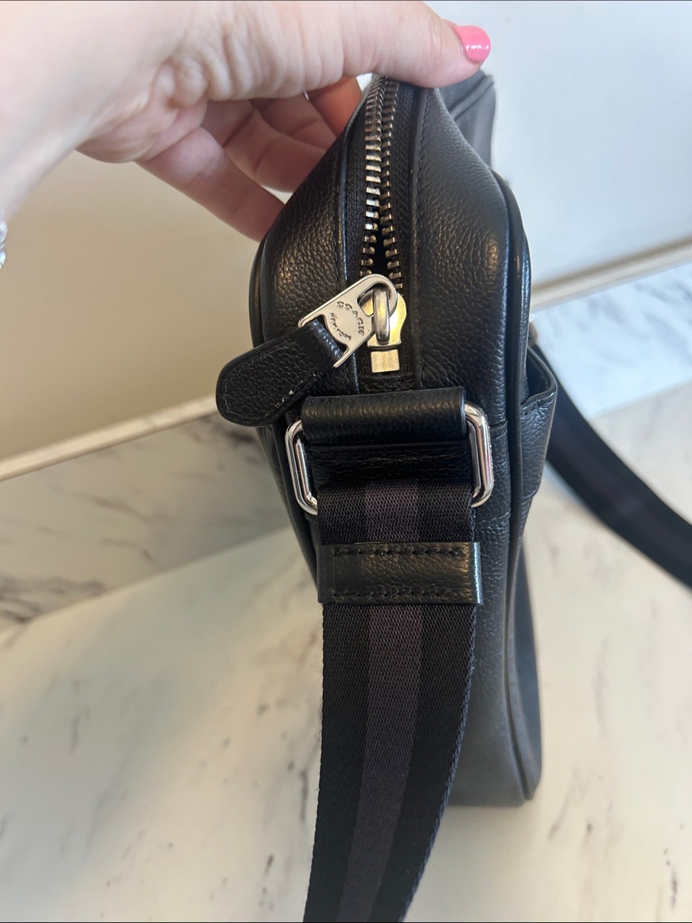Coach Black Pebbled Leather Messenger Crossbody Bag - Picture 6 of 13